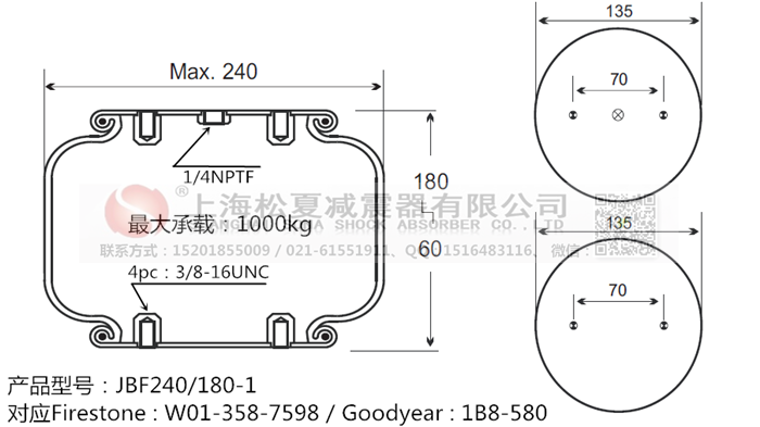 JBF240-180-1橡膠<a href='http://m.910idc.com/' target='_blank'><u>空氣彈簧</u></a>
